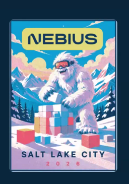 Nebius Yeti in snowy Salt Lake City, building a colorful cube